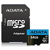 micro securedigital 64gb a-data ausdx64guicl10a1-ra1