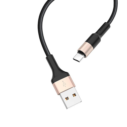 HOCO HC-80244 X26/ USB кабель Type-C/ 1m/ 2A/ Нейлон/ Black&Gold