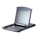 Переключатель, электрон., KVM, с консолью, 1 local user PS2/USB+VGA+ IP user => 16 cpu (PS2/USB/Sun+VGA)/RS232, без шнуров и адаптеров, 1900x1200, 1U
