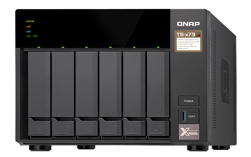 Сетевое хранилище без дисков channel QNAP TS-673-4G NAS, 6-tray w/o HDD, 2xM.2 SSD Slot. Quad-сore AMD quad-core 2.1 GHz up to 3.4 GHz , 4GB DDR4 (2
