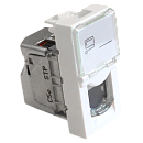Встав Вставка Mosaic 22.5x45, RJ-45 STP, кат.5e, со шторкой и увеличенным окном маркировки, белая