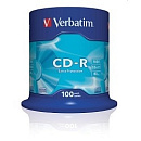 Verbatim Диски CD-R 100 шт. 48/52-x 700Mb, Cake Box (43411)
