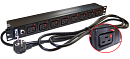 Блок розеток Блок розеток 19", 1-фазный без выключателя,16A / 250V, 8xC19 с фиксатором вилки, шнур 3.0 м, вилка Schuko