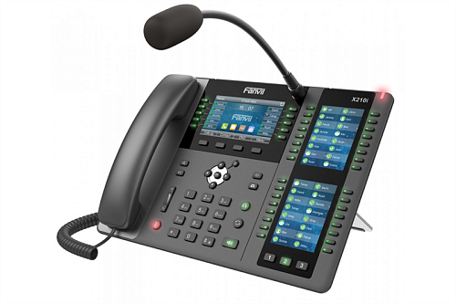 sip-телефон fanvil x210i 2xethernet 10/100/1000, hd voice, 20 sip lines, 10 line key, 116 dss keys, ipv6/opus, 4.3+2*2.4 multi color screen, wifi & bu