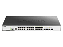 Коммутатор D-Link Управляемый L2 PoE-коммутатор, 24x1000Base-T PoE, 4x1000Base-X SFP, PoE-бюджет 193 Вт, защита от статического электричества до 6 кВ,