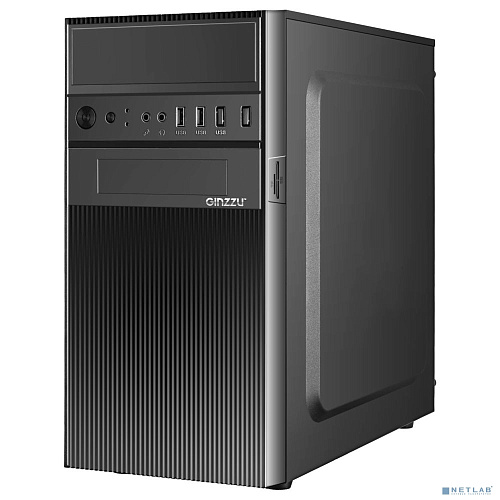 Корпус MiniTower Ginzzu D190, mATX, 2xUSB2.0, черный,без БП, без вентиляторов (Ginzzu D190)