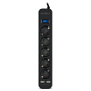 SVEN Фильтр SF-05LU 5.0 м (5 евро розеток,2*USB(2.4А)), черный, цветная коробка [SV-018856]