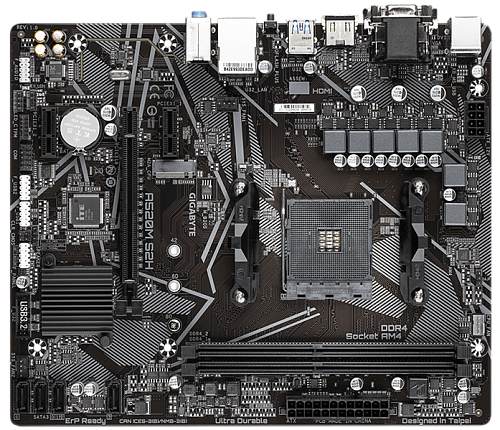 Мат. плата GIGABYTE A520M S2H, AM4, A520, 2*DDR4, 4*SATA, 1*M.2, 4*USB 3.2, 2*USB 2.0, 1*PCIx16, 2*PCIx1, D-Sub+HDMI+DVI, mATX
