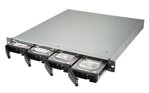 Сетевое хранилище без дисков SMB QNAP TS-453BU-RP-4G NAS 4 HDD trays, rackmount, 2 PSU. 4-core Intel Celeron J3455 1,5 GHz (up to 2,3 GHz), 4 GB. W/o