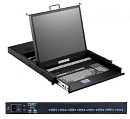 Консоль для стойки 19" SMK980-19PBRU, высота 1U, чёрный цвет, 8 портовых KVM переключателей