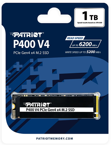 Твердотельный накопитель Patriot SSD P400 V4 1TB M.2 2280 NVMe PCIe 4.0 x4 R6000/W5000 TBW 320TB 3D NAND with HS