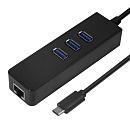 Greenconnect USB 3.1 Type C -> Ethernet RJ-45 F Lan Card + USB 2.0-разветвитель на 3 порта, сетевой адаптер