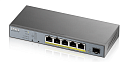Коммутатор Smart L2 коммутатор PoE+ для IP-видеокамер Zyxel NebulaFlex Pro GS1350-6HP, 4xGE PoE+, 1xGE PoE++ (802.3bt), 1xSFP, бюджет PoE 60 Вт, питан