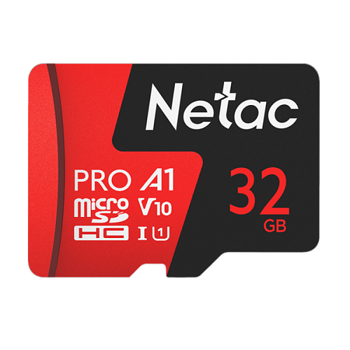 Netac P500 Extreme PRO 32GB MicroSDHC V10/A1/C10 up to 100MB/s, retail pack with SD Adapter