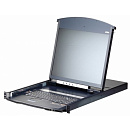 ATEN KL1108VN Переключатель, электрон., KVM, с консолью, 1 local user PS2/USB+VGA+ IP user => 8 cpu (PS2/USB/Sun+VGA)/RS232, без шнуров и адаптеров,