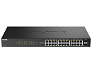 Коммутатор D-Link Конфигурируемый PoE-коммутатор, 24x1000Base-T PoE, 2x1000Base-X SFP, PoE-бюджет 240 Вт, дальность PoE до 250 м, DIP-переключатель, к