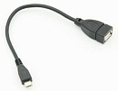 Кабель USB (f)-micro USB (m) 0.2м черный