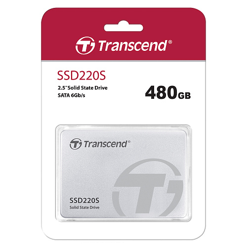 Твердотельный накопитель/ Transcend SSD SSD220S, 480GB, 2.5" 7mm, SATA3, 3D TLC, R/W 530/480MB/s, IOPs 50 000/75 000, TBW 160, DWPD 0.3 (3 года)
