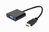Переходник HDMI -> VGA Cablexpert, 19M/15F, длина 15см