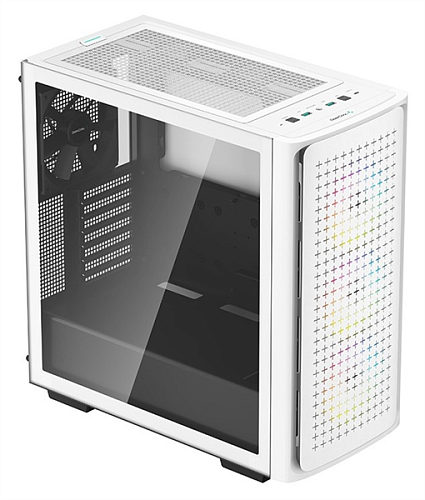 корпус Deepcool CK560 WH без БП, боковое окно (закаленное стекло), 3xARGB LED 120мм вентилятора спереди и 1x140мм вентилятор сзади, белый, ATX
