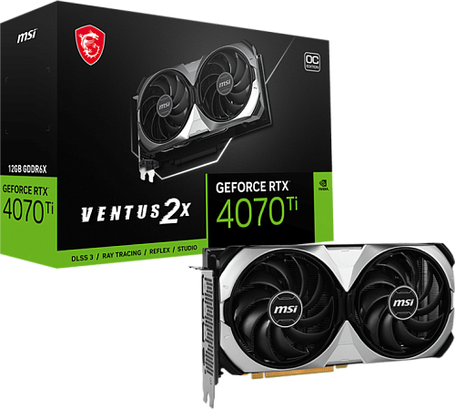 Видеокарта/ VGA MSI NVIDIA GeForce RTX 4070 Ti SUPER 16G VENTUS 2X OC SUPER 16GB, GDDR6X/256-bit, PCIe 4.0, 1xHDMI 2.1, 3xDP, 2.6-slot