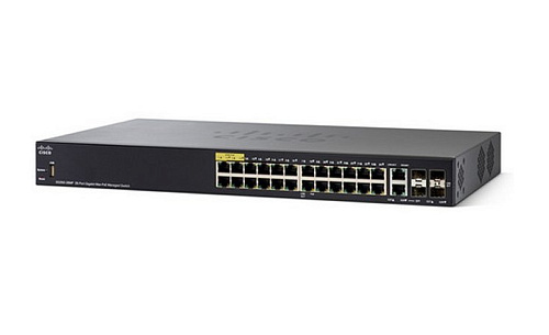 Коммутатор CISCO [SG350-28MP-K9-EU] SB [SG350-28MP] 28-port Gigabit POE Managed Switch, 24x PoE из них 4x PoE++ 60Вт, суммарно раздаёт 382Вт