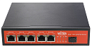 Коммутатор Wi-Tek Неуправляемый 5 PoE портов 1000Base-T + 1 SFPПитание от солнечной панели 12В, от аккумулятора 12В, от 18-32В DCКонтроллер ИБП/контро