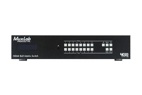 Коммутатор MuxLab Матричный [500413-EU] 500413-EU HDMI/HDBT 8х8 4K/60, 8 входов HDMI, 2 выхода HDMI, 8 выходов HDBT