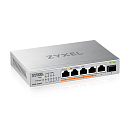 Коммутатор Мультигигабитный PoE++ коммутатор Zyxel XMG-105HP, 5xRJ-45: 1/2.5G (4 из них PoE++), 1xSFP+, настольный, бесшумный, бюджет PoE 70 Вт