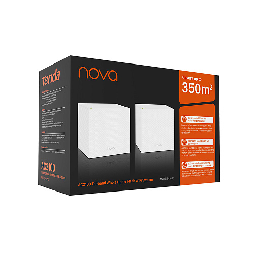 Точка доступа Tenda MW12 Wi-Fi AC-стандарта, скорости до 2100Мбит\с. Домашняя Mesh WiFi система из 3х роутеров с Гигабитными портами. Позиционирутся