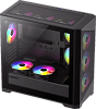 Компьютерный корпус mATX, без блока питания/ Gamemax Destroyer MB mATX case, black, w/o psu, w/1xUSB3.0+2xUSB2.0, Combo Audio, w/3x12cm FRGB front