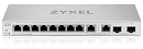 Коммутатор Мультигигабитный Smart L2 коммутатор Zyxel XGS1210-12, 8xGE, 2x1/2,5GE, 2xSFP+, настольный, бесшумный