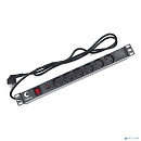 CABEUS PDU-6P-F-2EU БЛОК ЕВРОРОЗЕТОК ДЛЯ 19" ШКАФОВ, ГОРИЗОНТАЛЬНЫЙ, 6 РОЗЕТОК, ФИЛЬТР, 16 A, ВЫКЛЮЧАТЕЛЬ, ШНУР 2М, АЛЮМИНИЕВЫЙ КОРПУС, НЕМЕЦКИЙ СТАНД
