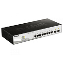 D-Link DGS-1210-10P/F1A Настраиваемый L2 коммутатор с 8 портами 10/100/1000Base-T и 2 портами 1000Base-X SFP (8 портов PoE 802.3af/at, PoE-бюджет 65 В