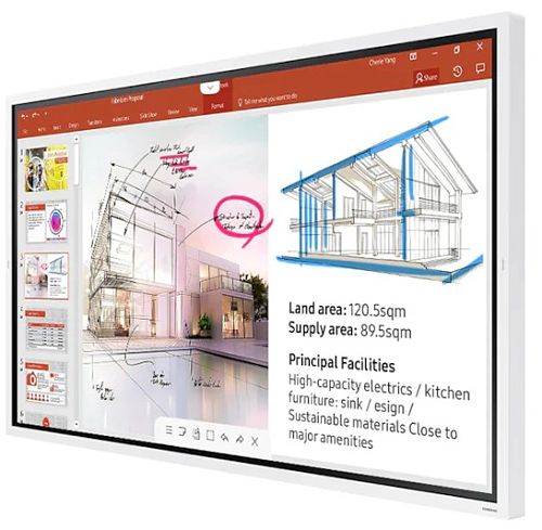 ЖК панели Samsung 65" WM65R, Flip 2, 65 дюймов, UHD интерактивный дисплей, 4 одновременных касания, светло-серый цвет