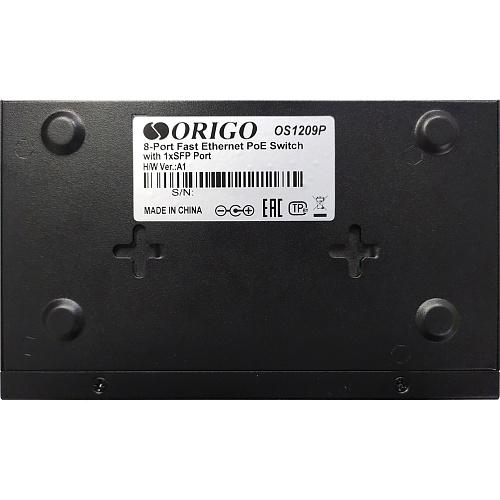 Коммутатор ORIGO Коммутатор/ Unmanaged Switch 8x100Base-TX PoE, 1x1000Base-X SFP, PoE Budget 80W, metal case
