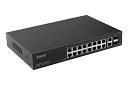 Коммутатор Gigabit Ethernet OSNOVO SW-71802/L Коммутатор Gigabit Ethernet управляемый на 18 RJ45 + 2 GE SFP порта. Порты: 18 x GE (10/100/1000 Base-T)