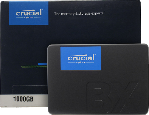 Твердотельный накопитель/ Crucial SSD BX500, 1000GB, 2.5" 7mm, SATA3, 3D TLC, R/W 540/500MB/s, TBW 360, DWPD 0.2 (12 мес.)