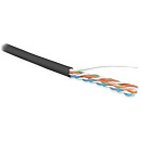 Hyperline UUTP4-C5E-S24-OUT-LSZH-BK-500 (500 м) Кабель витая пара, неэкранир. U/UTP, кат. 5e, 4 пары (24 AWG), одножильный (solid), внешний, LSZH нг(С