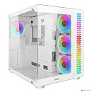 Ginzzu V590 RGB подсветка, контроллер CRC10, 4* 12RW6 FAN 12CM RGB, закаленное стекло 1*USB 3.0,1*USB 2.0, AU Белый AT