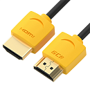 GCR Кабель HDMI 2.0 SLIM, 0.5m, желтые конн, OD3.8mm, HDR 4:2:2, Ultra HD, 4K 60 fps 60Hz, 3D, AUDIO, 18.0 Гбит/с, 30/30 AWG (HM502)