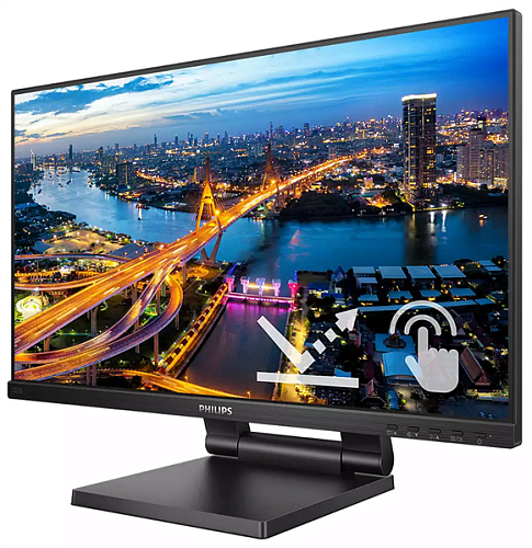 21,5" Philips 222B1TC 1920х1080@75Гц IPS W-LED 16:9 SmoothTouch 4ms VGA HDMI DP 4xUSB3.2 50M:1 178/178 250cd Tilt HAS Speakers Black
