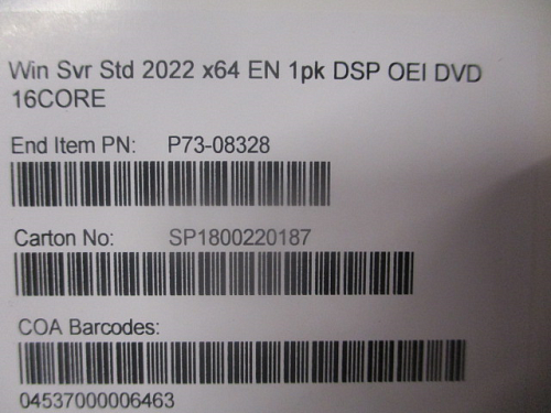 Windows 2022 Standard Server English 16Core DVD Pack