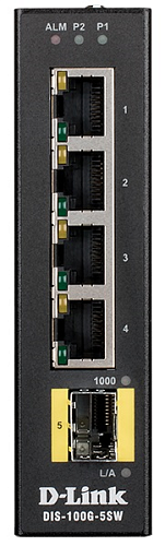 Коммутатор D-LINK DIS-100G-5SW/A1A, L2 Unmanaged Industrial Switch with 4 10/100/1000Base-T ports and 1 1000Base-X SFP ports.2K Mac address, Jumbo Frame 9K, Auto