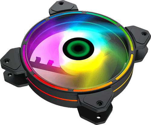 Кулер для корпуса ПК/ Gamemax FN-12Rainbow-D, 12CM ARGB Rainbow Fan, Dual rings+centre ARGB LEDs, 3pin+4Pin connector