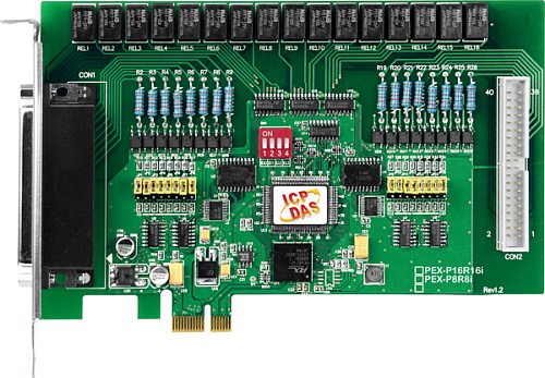 Плата PCI Express 16 каналов дискретного ввода, 16 релейных каналов