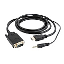 Кабель HDMI->VGA Cablexpert A-HDMI-VGA-03-5M, 19M/15M + 3.5Jack, медь, позол.разъемы, 5м, черный, пакет
