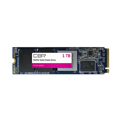 SSD CBR SSD-001TB-M.2-EX22, Внутренний SSD-накопитель, серия "Extra", 1000 GB, M.2 2280, PCIe 4.0 x4, NVMe 1.3, Phison PS5016-E16, 3D TLC NAND, DRAM, R/W