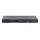 DAHUA DH-S3218-16ET-135 16-портовый неуправляемый коммутатор с РоЕ, 16xRJ45 100Mb, 2хКомбо SFP/RJ45 1Gb uplink, суммарно до 135Вт, коммутация 7.2 Гбит