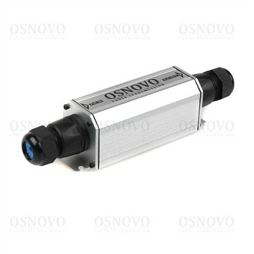 Уличный удлинитель Ethernet+PoE OSNOVO E-PoE/1W Уличный PoE удлинитель 10M/100M Fast Ethernet до 500м (до 22W). Увеличение расстояния передачи данных